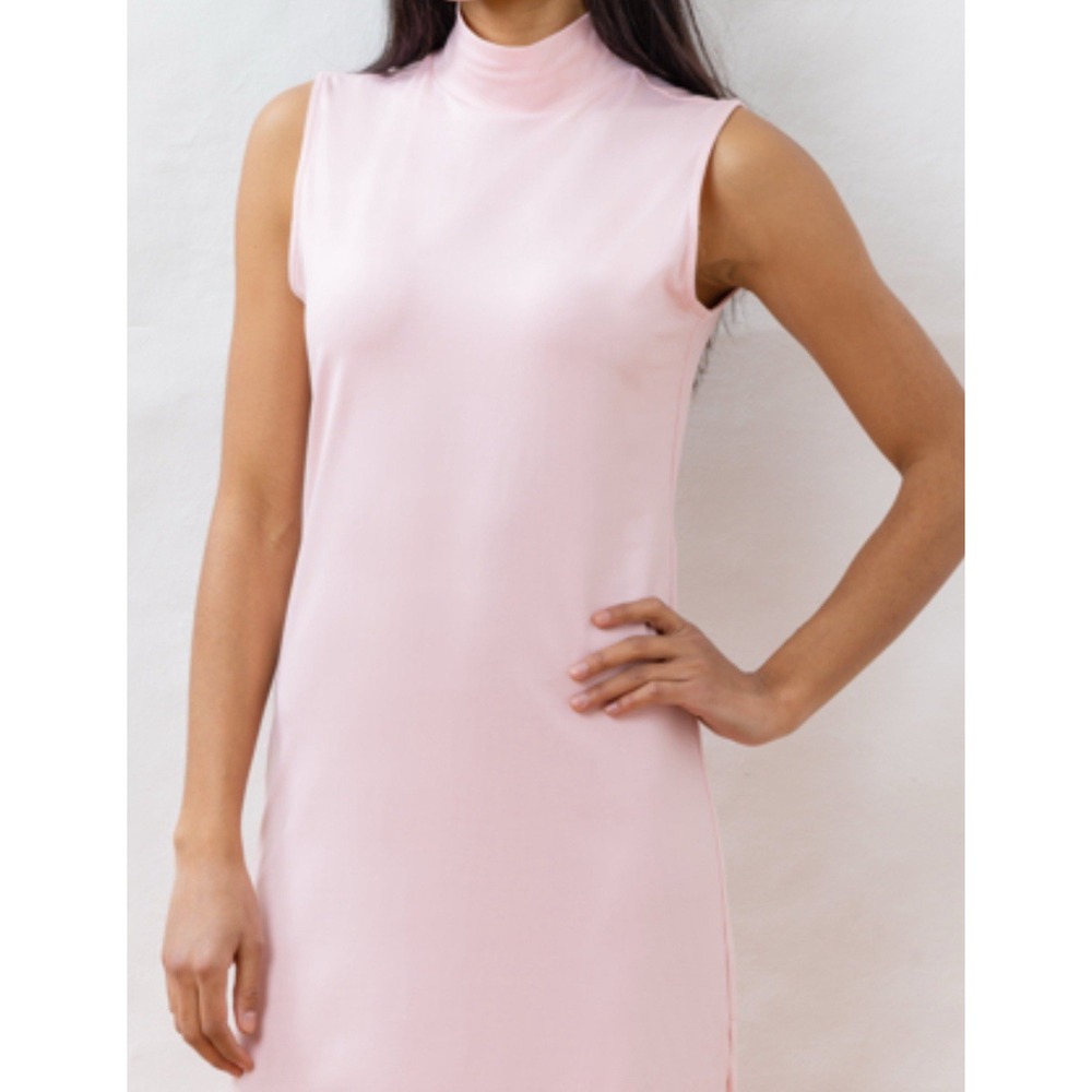 Babaton Aritzia Womens Medium Baby Pink Mock-neck Sleeveless Bodycon Mini Dress